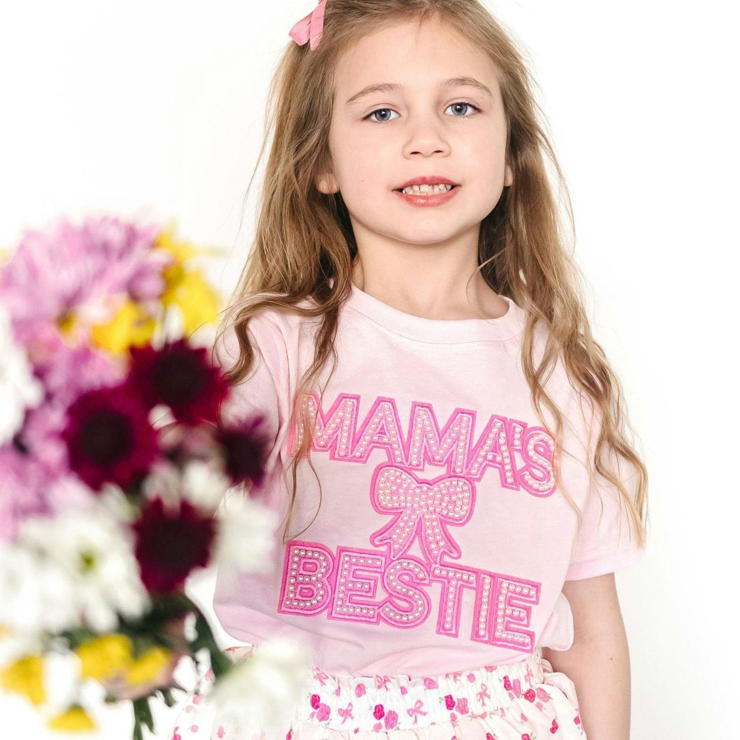 Mama's Bestie Pearl Patch Short Sleeve T-Shirt - Ballet