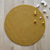 Neethu Hand-Crafted Felted Wool Round Rug, Yellow