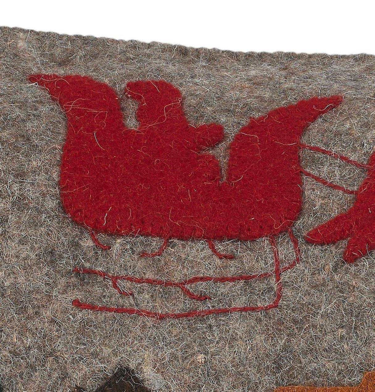 Hand Felted Wool Christmas Pillow Cover, Sleigh Villageâ 12