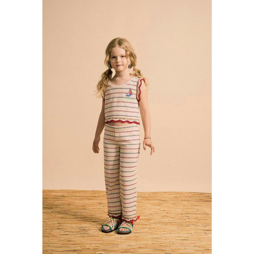 BARCOS KNIT TOP OFF WHITE / RED