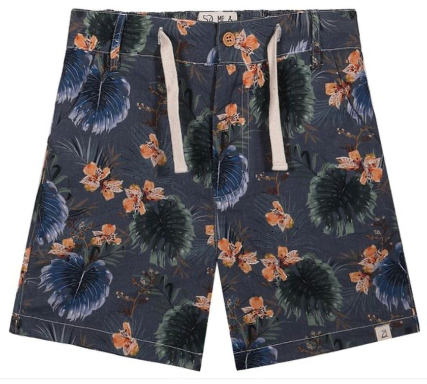 MAHALO NAVY FLORAL PRINTED WOVEN SHORTS
