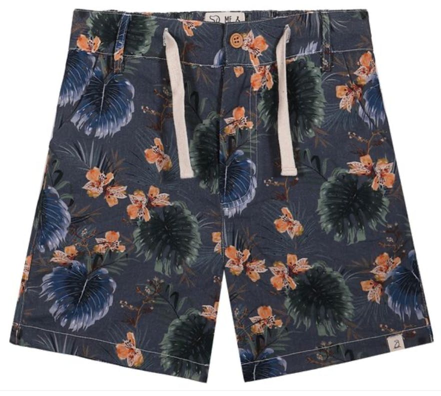 MAHALO NAVY FLORAL PRINTED WOVEN SHORTS