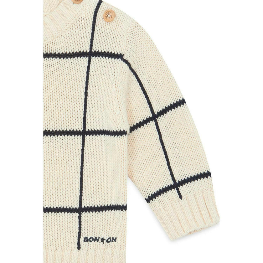 BONTON Windowpane Misty Baby Sweater