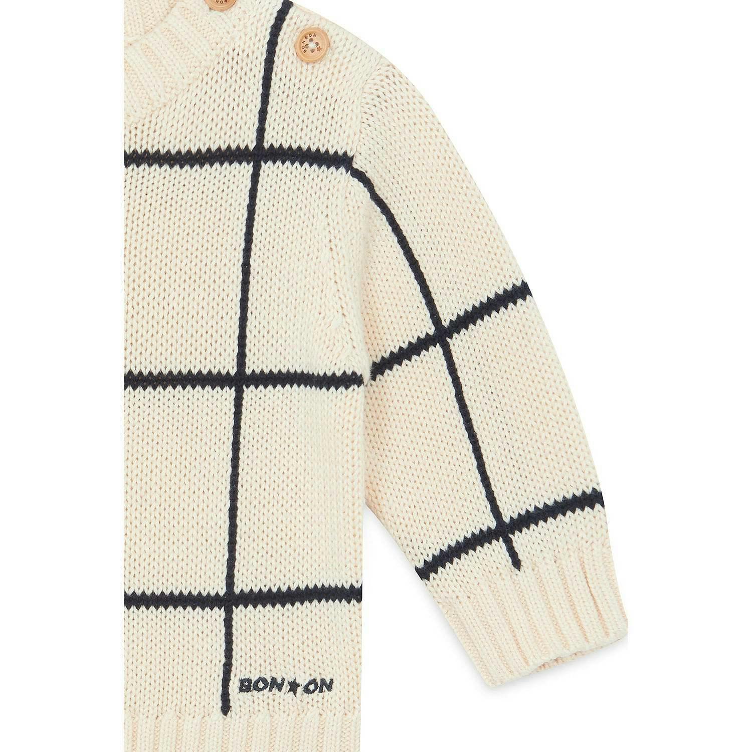BONTON Windowpane Misty Baby Sweater