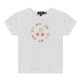 Pointelle Ribbed Three-Quarter Sleeve T-Shirt