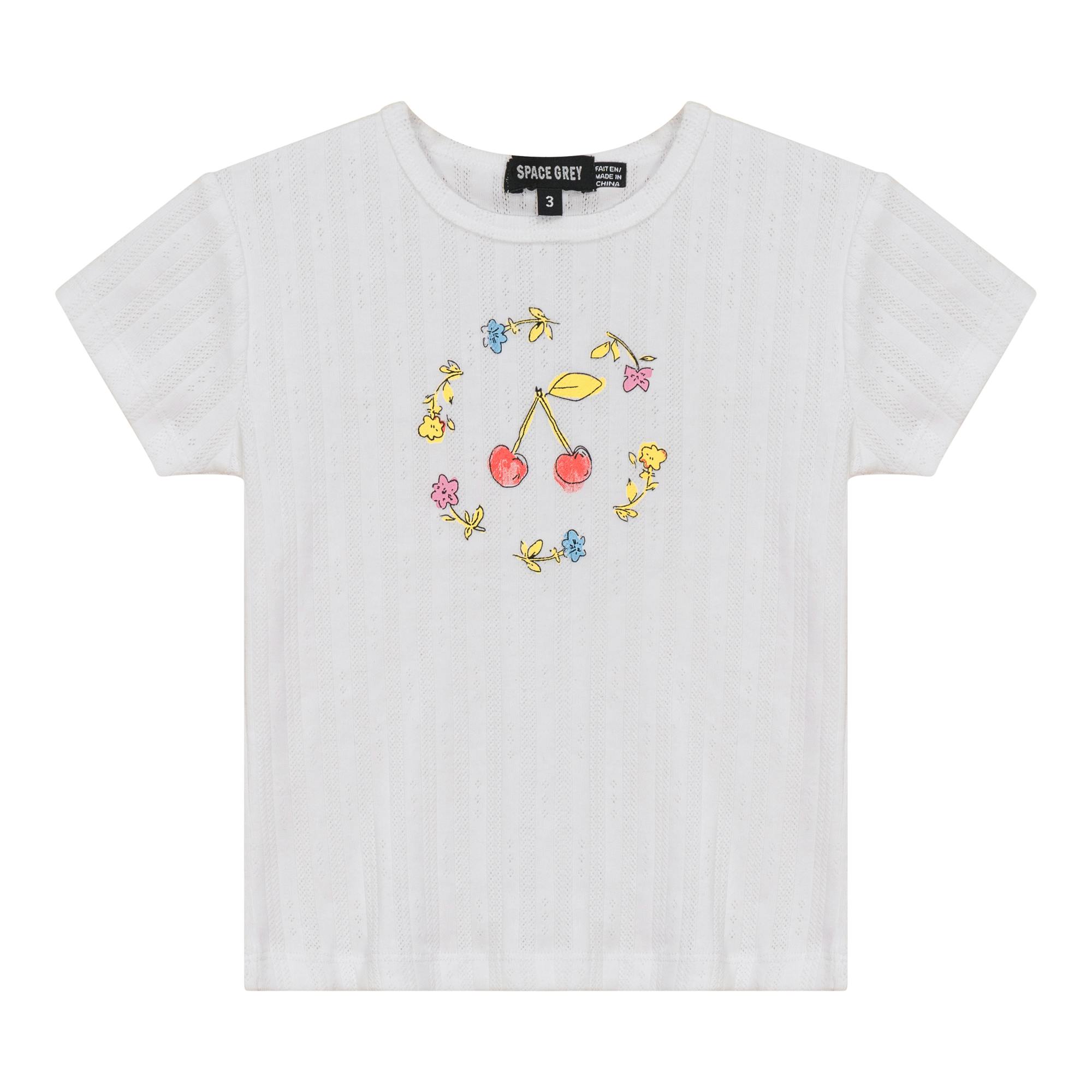 Pointelle Ribbed Three-Quarter Sleeve T-Shirt