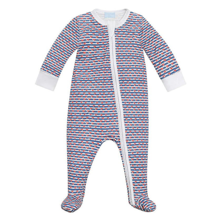 Sailor Hearts Zip Baby Onesie