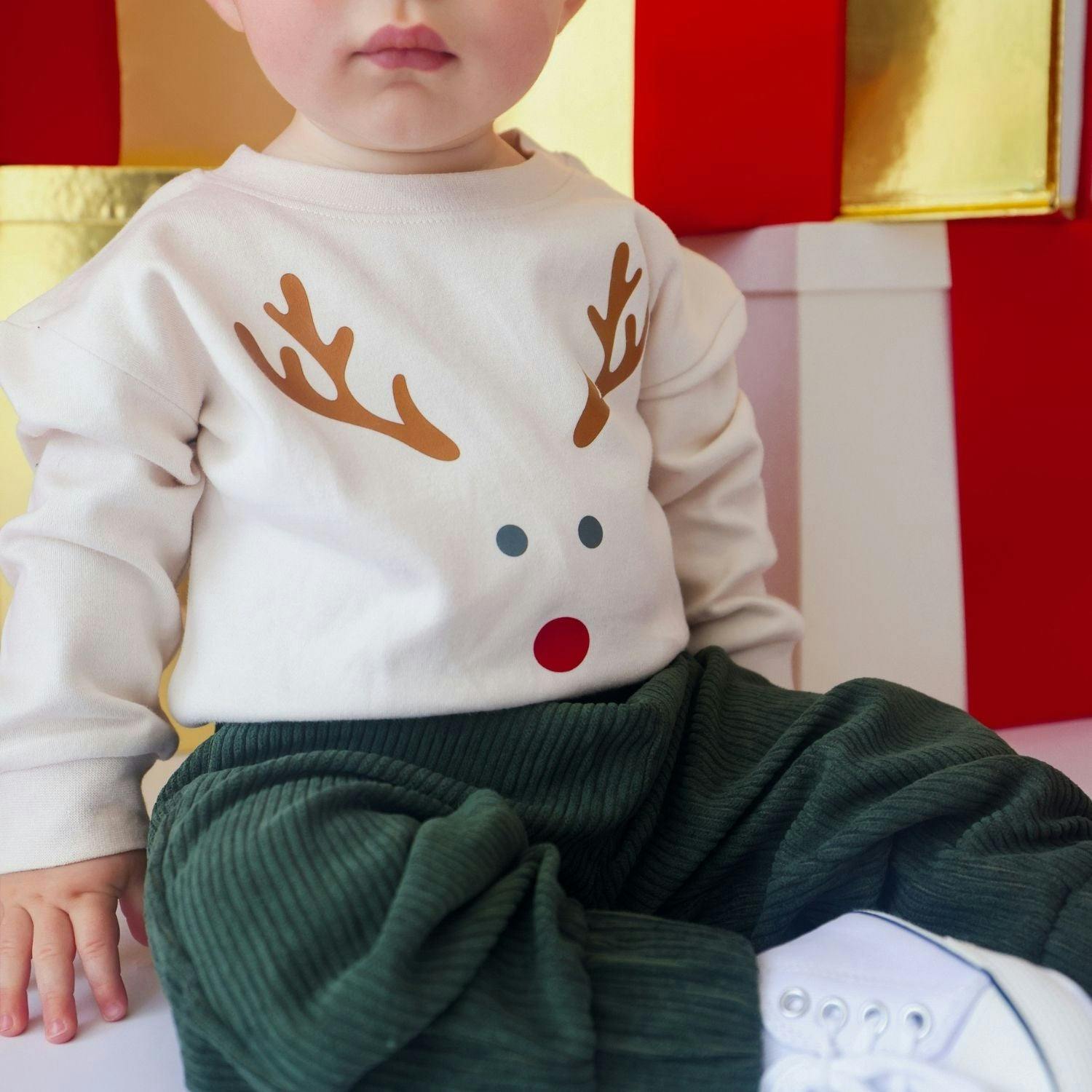 Red Nose Reindeer Christmas Long Sleeve Romper