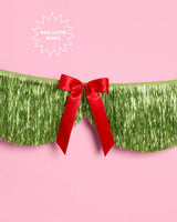 Holiday Bow Fringe Banner - festive scalloped banner