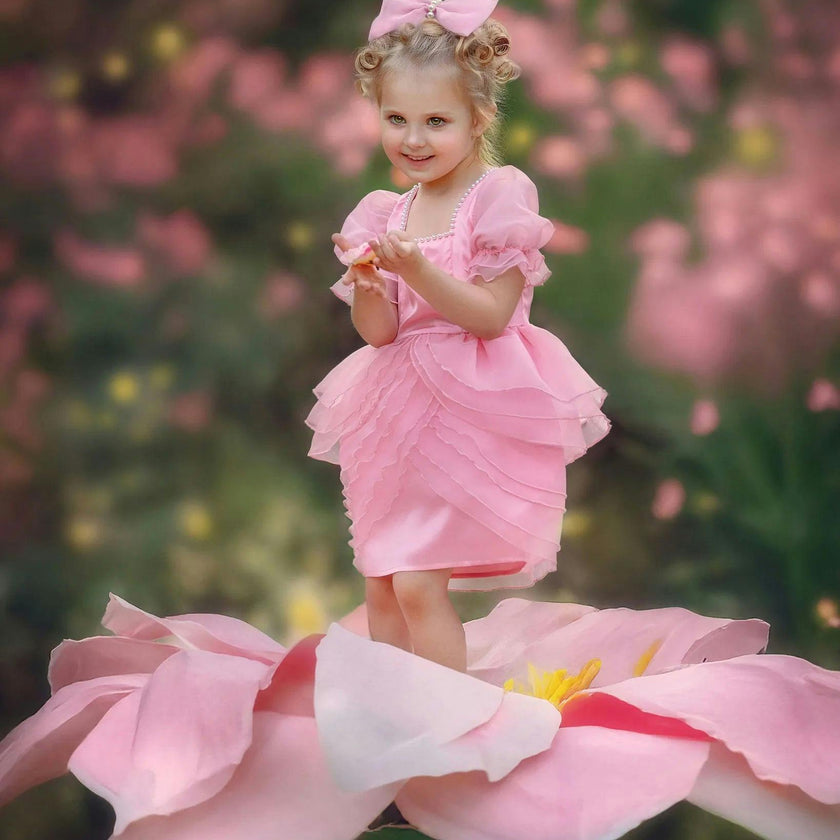 Blush Petal Princess Ruffle Dress