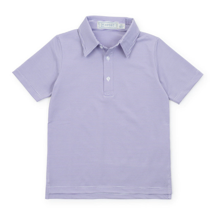 Will Boys' Performance Polo by LH Sport Purple Stripes