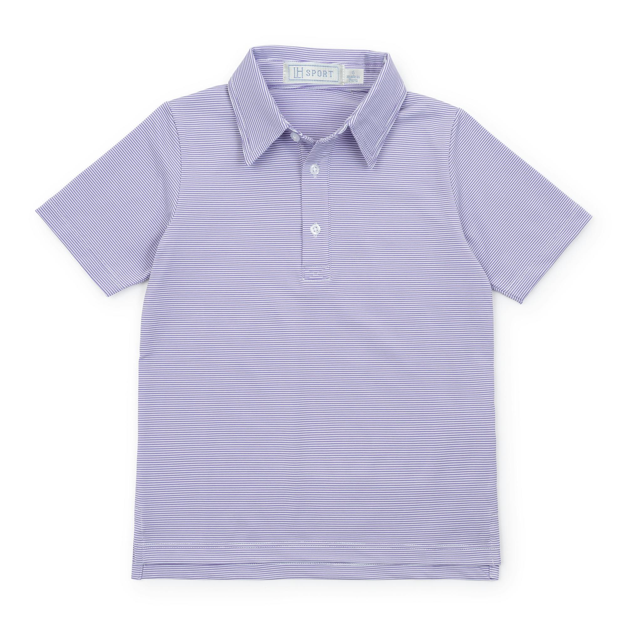 Will Boys' Performance Polo by LH Sport Purple Stripes