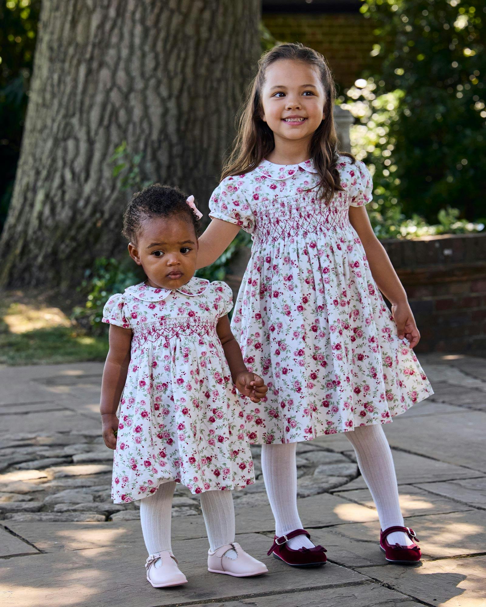 Baby Arabella Rose Floral Smocked Dress in Pink