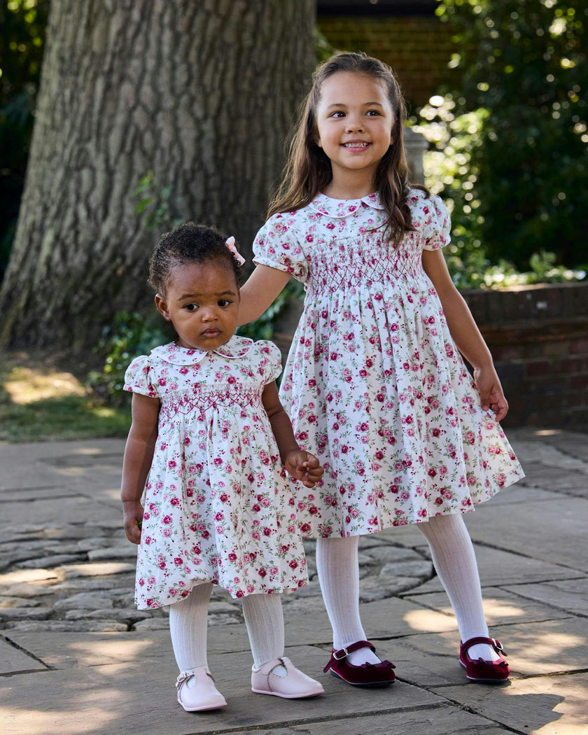 Arabella Rose Floral Smocked Dress in Pink