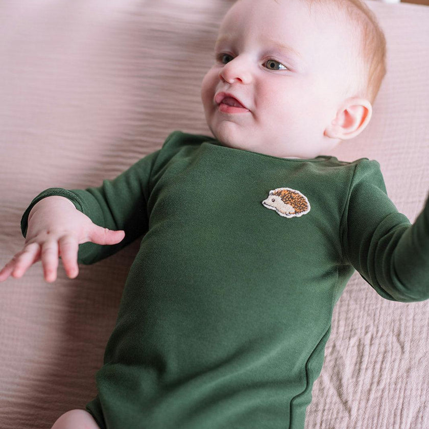 Dark Green Brushed Long Sleeve One Piece