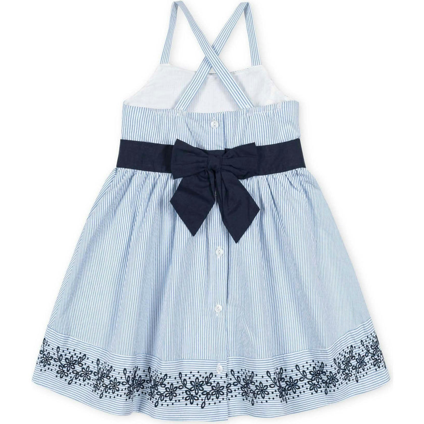 Organic Sleeveless Special Occasion Sundress with Bow Back Detail and Embroidery