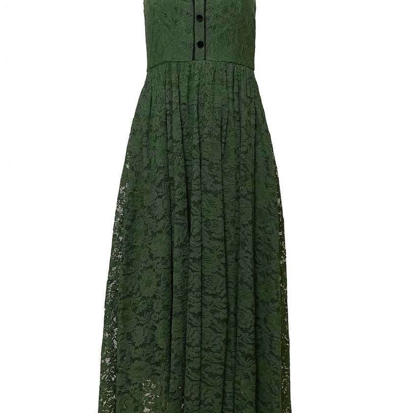 Penny Tank Midi Dress in Green Lace