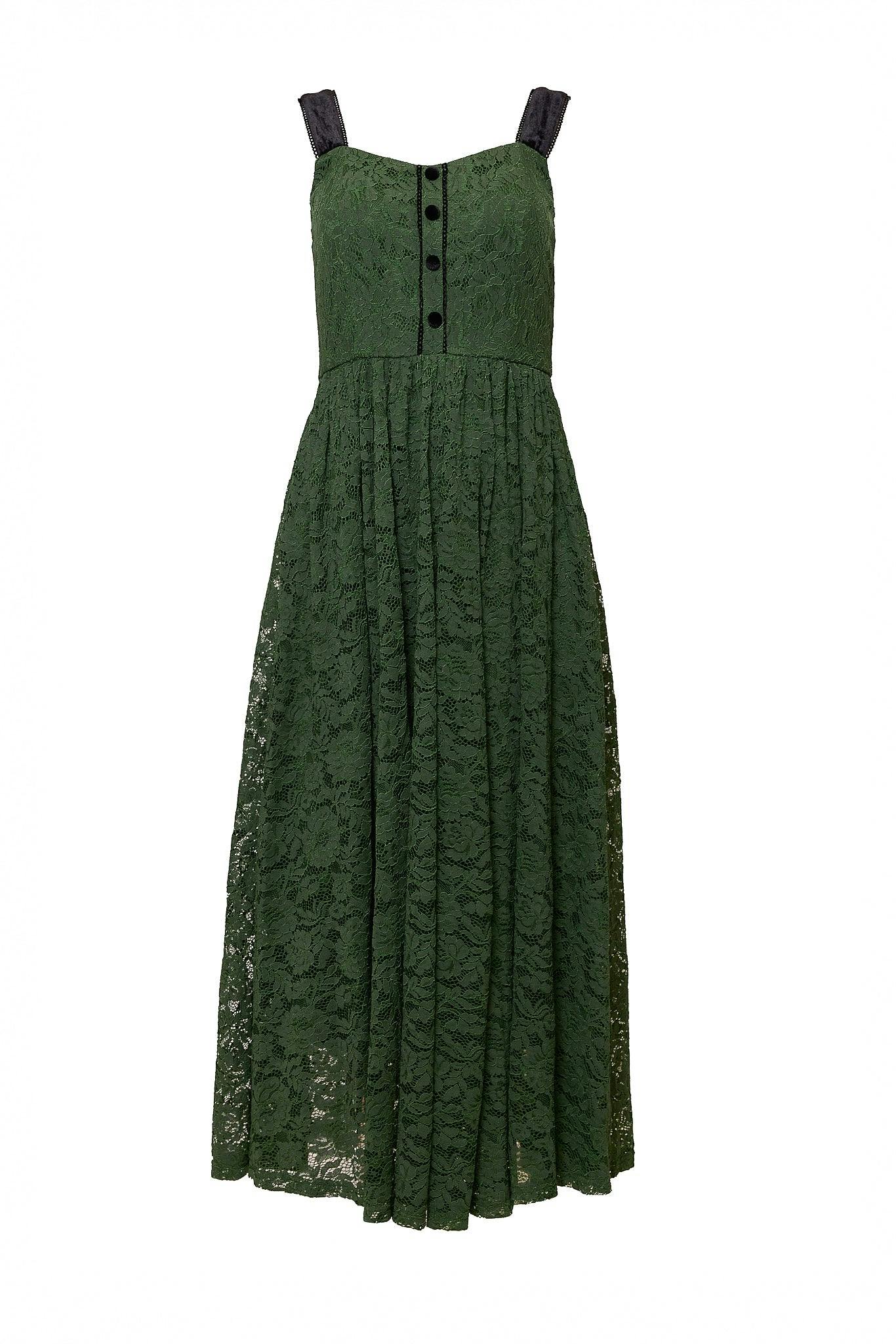 Penny Tank Midi Dress in Green Lace