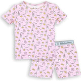 Milk & Cookies Pink Bamboo Kids Pajama Short Set