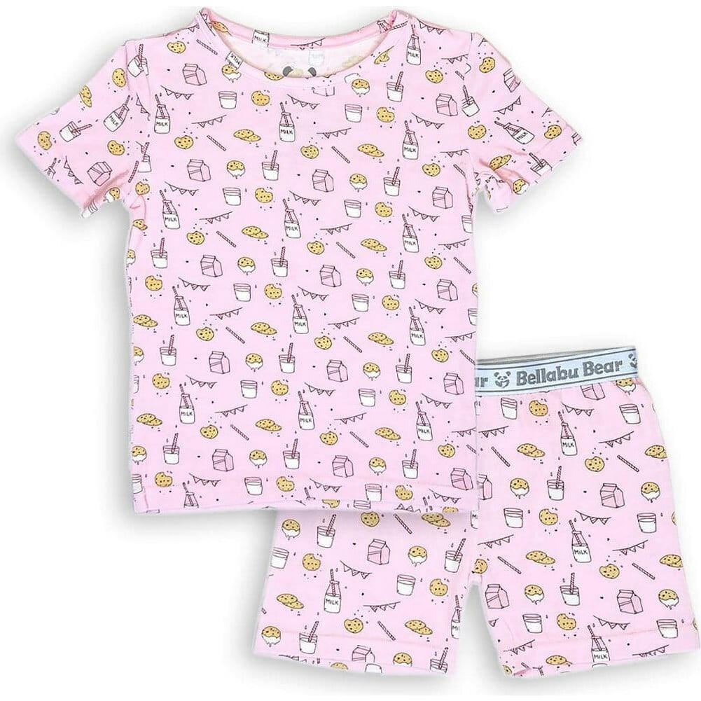 Milk & Cookies Pink Bamboo Kids Pajama Short Set