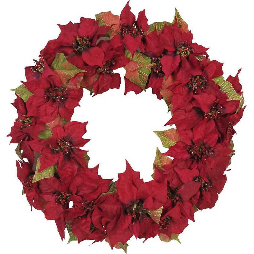 Unlit Poinsettia Wreath