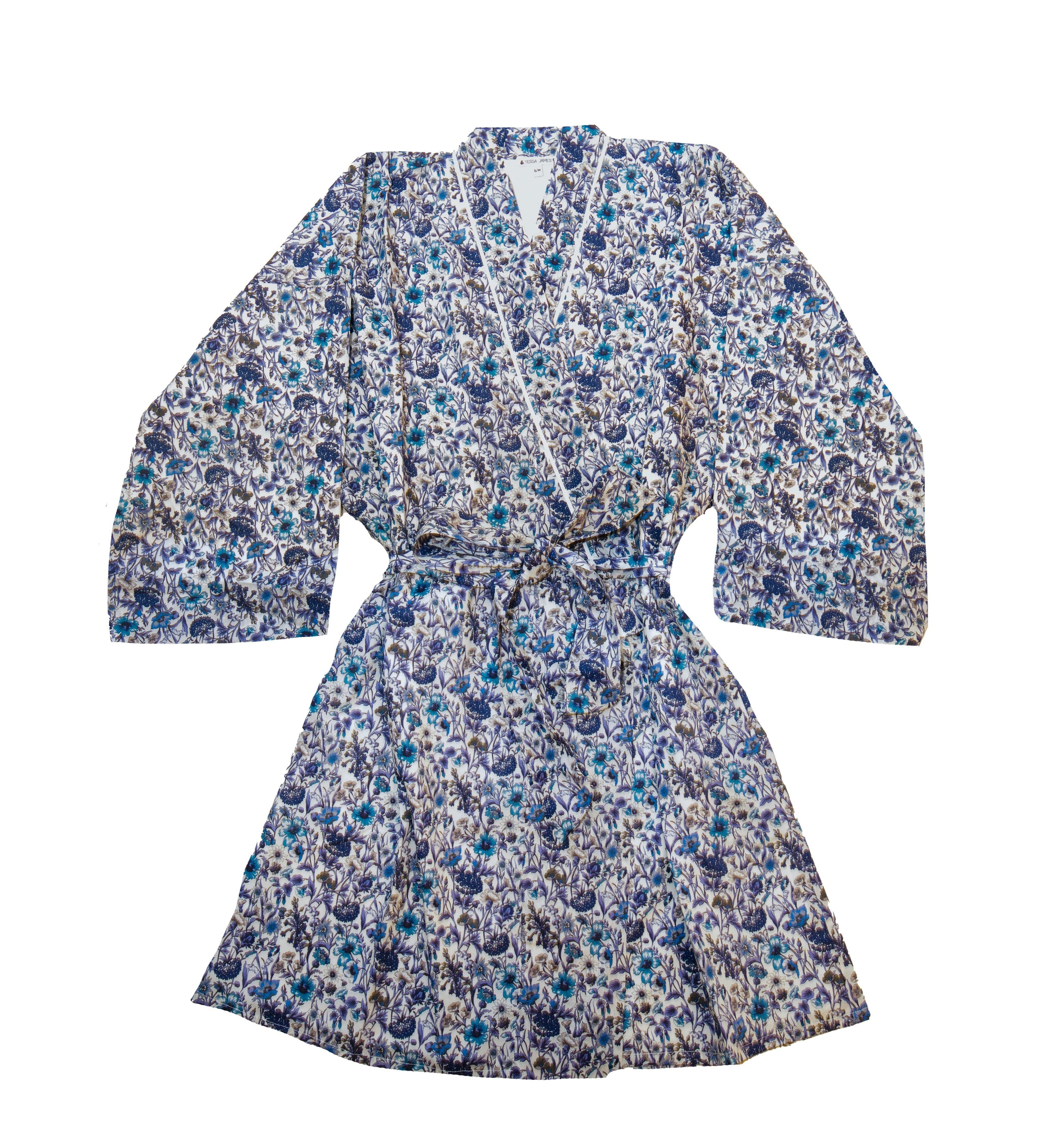 Mommy & Me Veetzie Kimono Robes -  Blue&White Liberty Floral