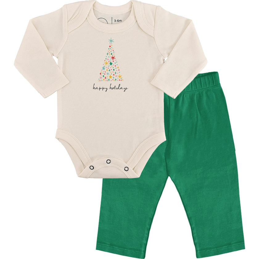 gift set | happy holidays tree green