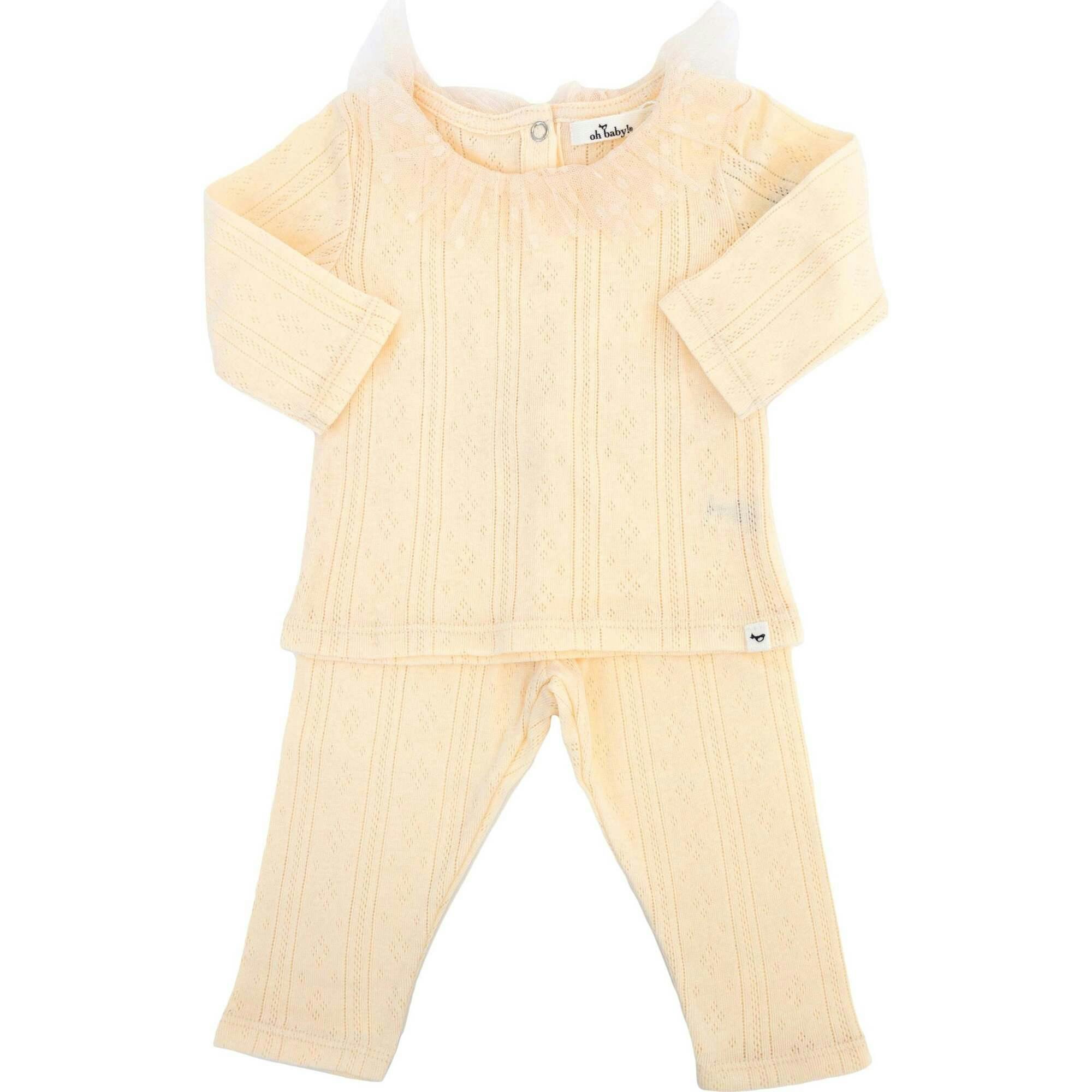 Pointelle Dotted Mesh Collar Two Piece Set