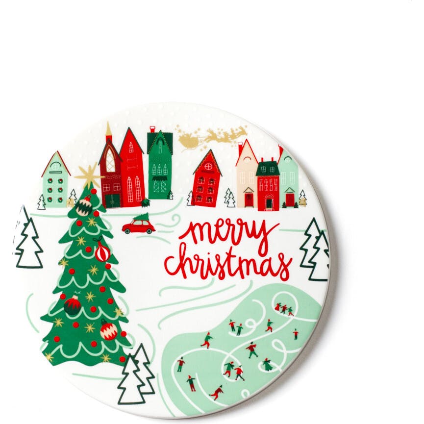 Christmas in the Village Town Round Trivet