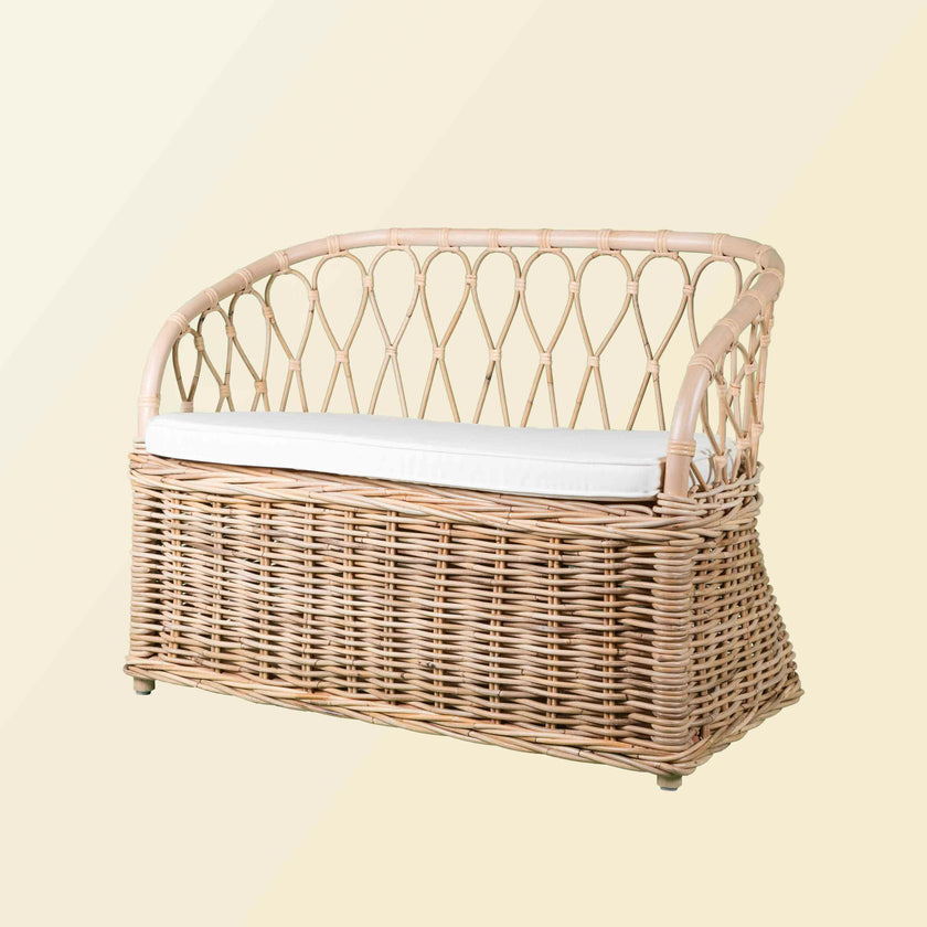 Handcrafted - Callie Kids' Storage Couch - Rattan Wicker