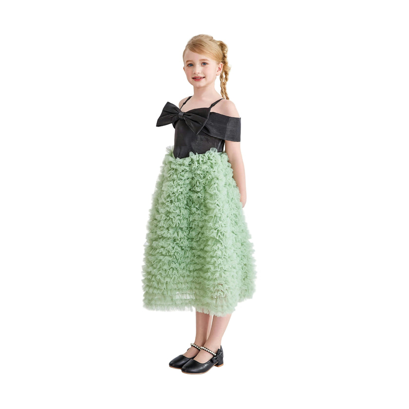 Black & Green Marcella Bow Dress