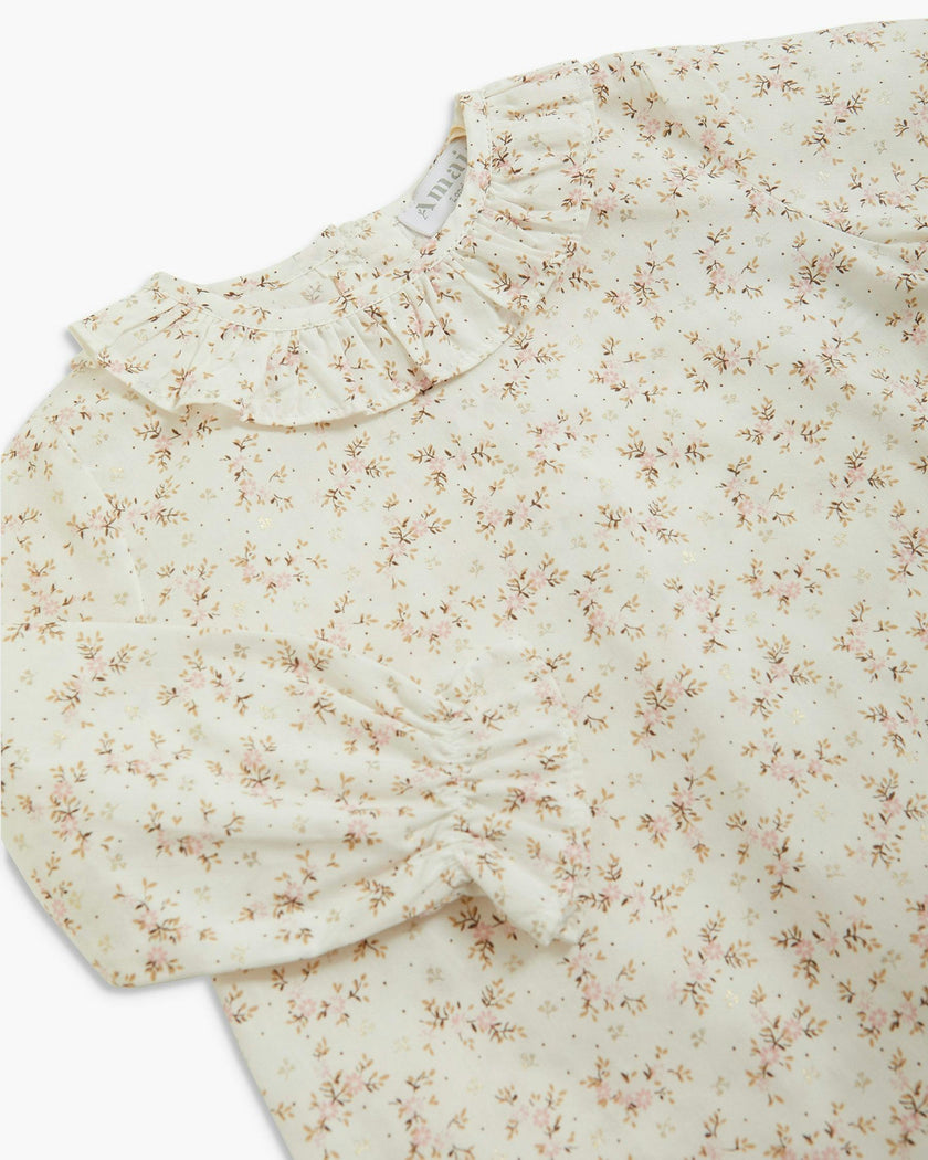 Amelia Blouse Pink Gold Floral