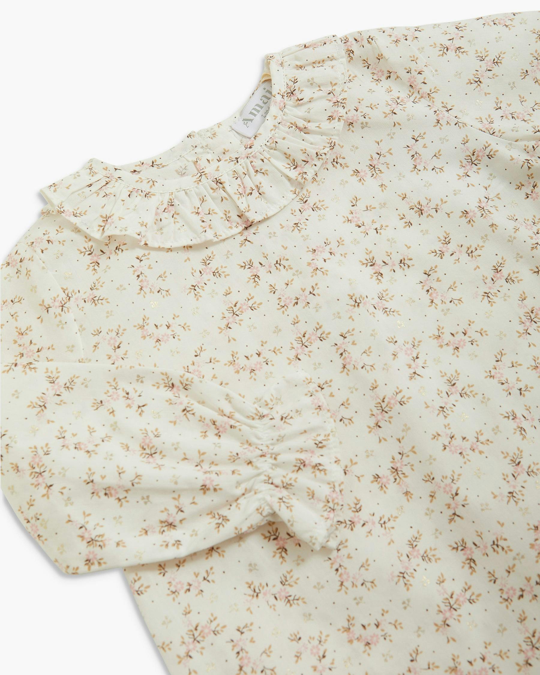 Amelia Blouse Pink Gold Floral