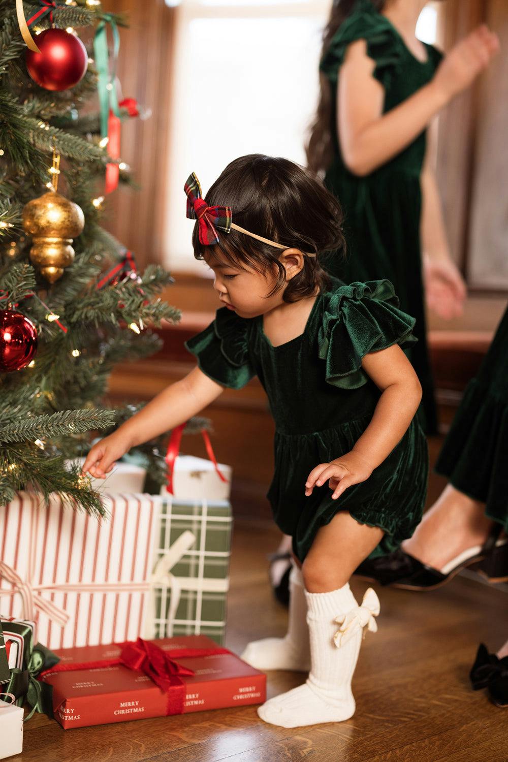 Baby Hattie Romper in Emerald Velvet