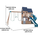 Acadia Manor Wooden Outdoor Swing Set / Playset With Zigzag Fireman'S Pole