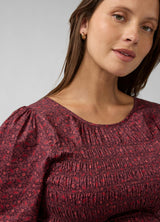 Smocked Paisley Cotton Maternity Dress