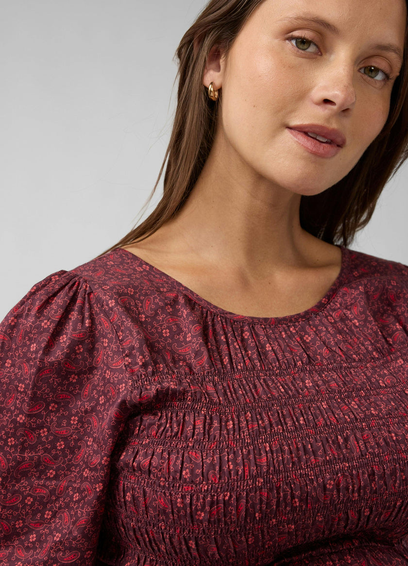 Smocked Paisley Cotton Maternity Dress