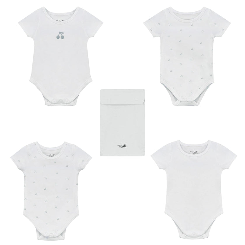 Cherry Print Undershirt Set Pure White/Blue