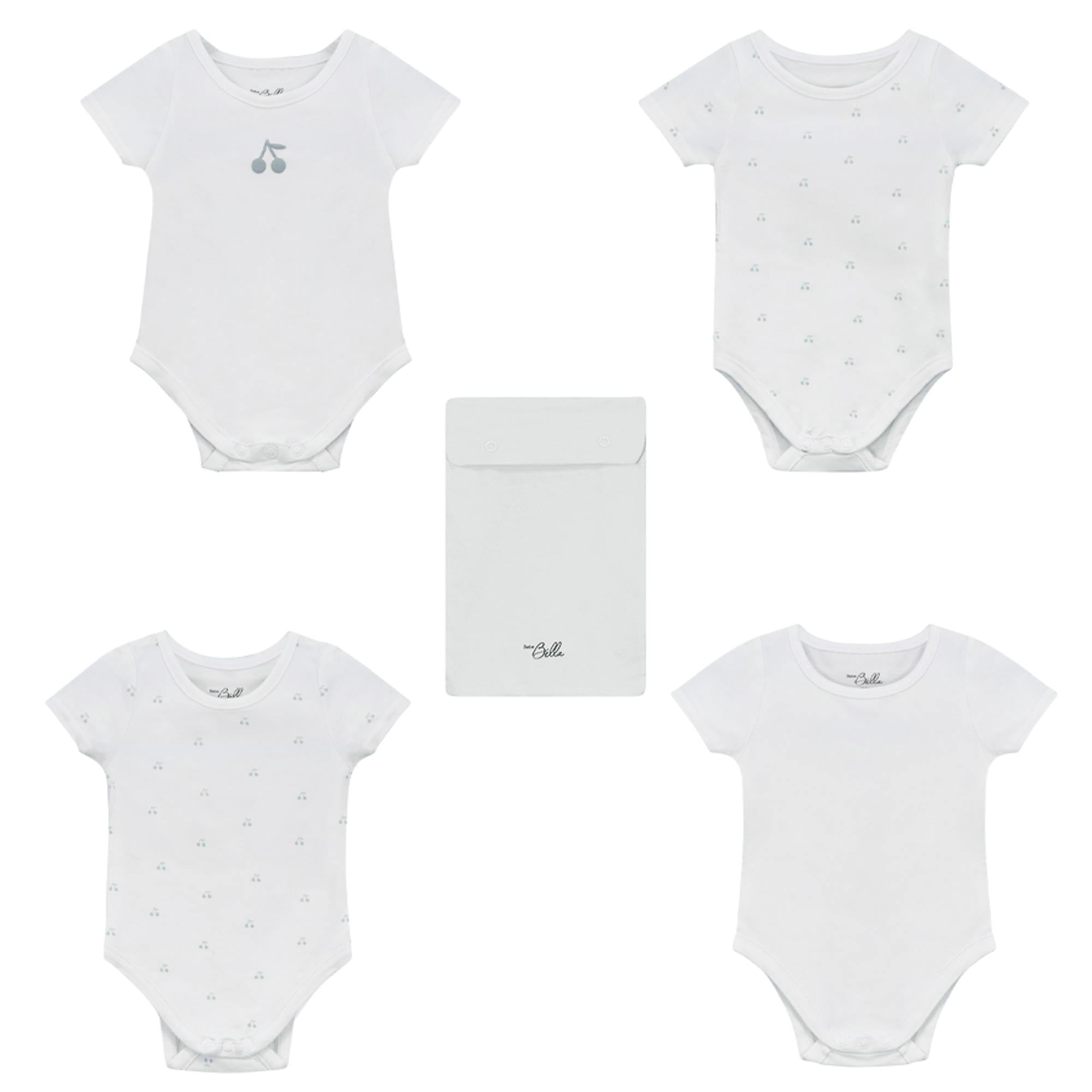 Cherry Print Undershirt Set Pure White/Blue