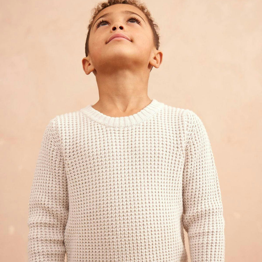 Waffle Knit Jumper | Chalk