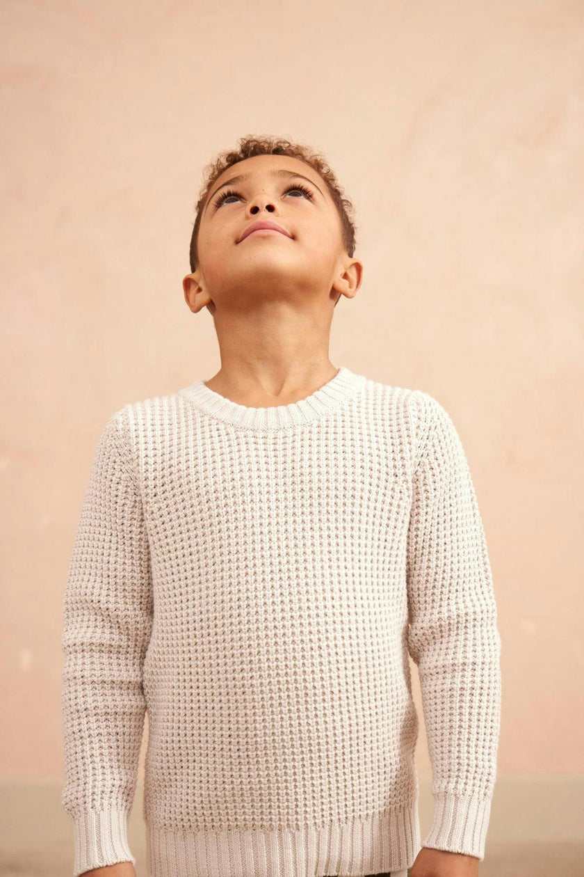 Waffle Knit Jumper | Chalk