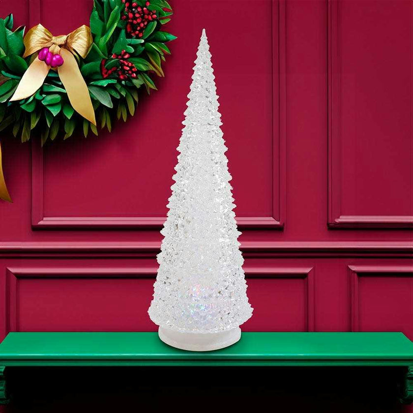 14-Inch Battery-Operated Clear and Silver Lava Light Tree