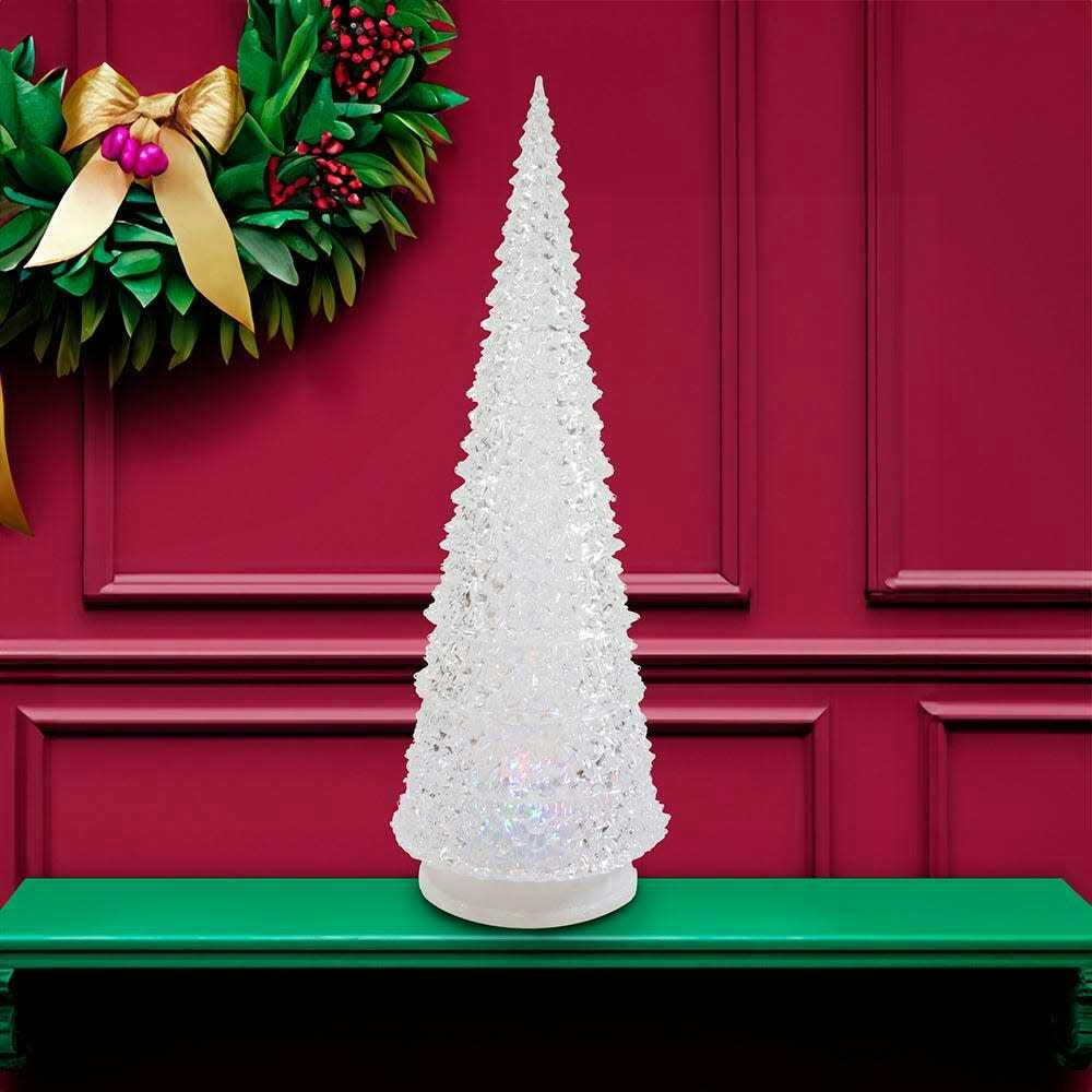 14-Inch Battery-Operated Clear and Silver Lava Light Tree