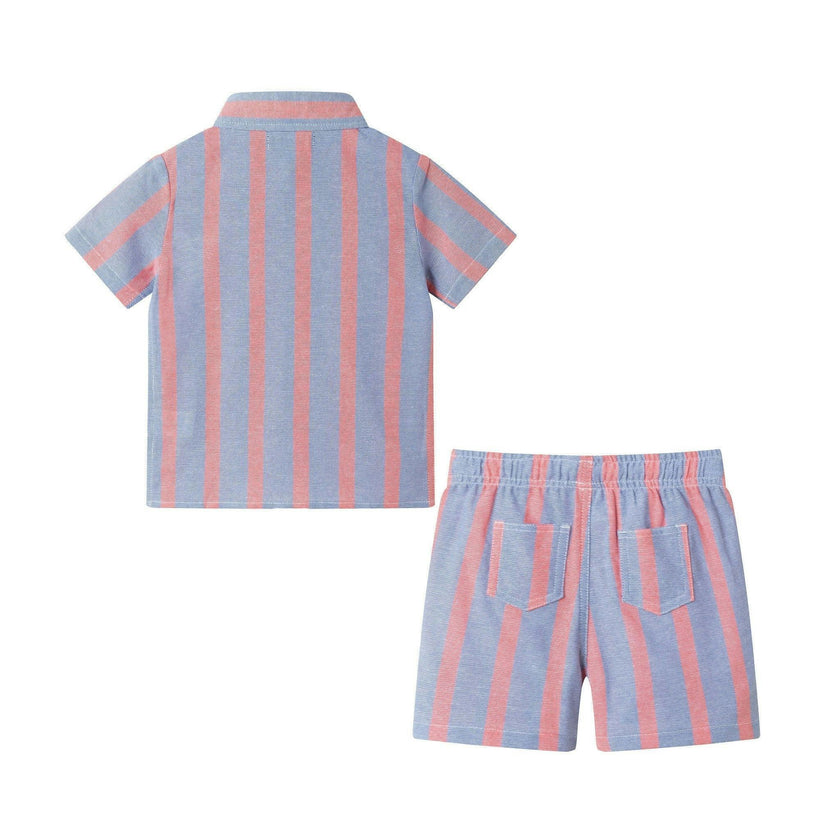 Boys Orange Striped Airy Oxford Set | Orange Stripe