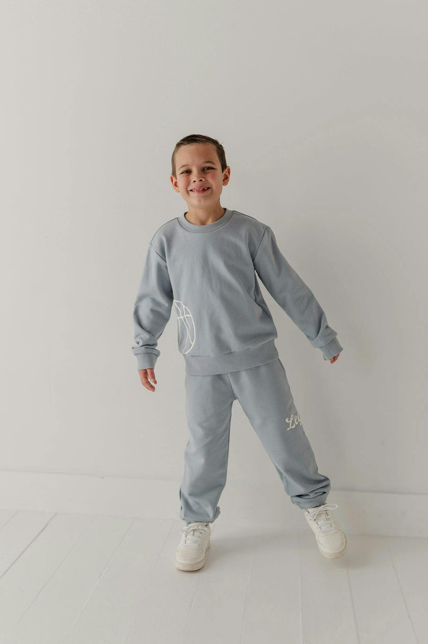 Boys Dario Graphic Sweatshirt in Blue Fog
