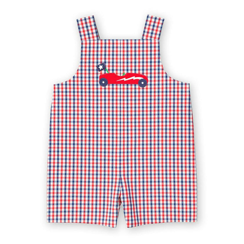 Plaid Seersucker Shortall With Derby Car