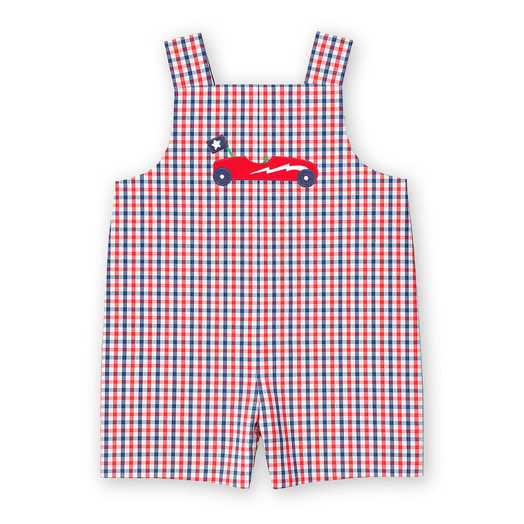 Plaid Seersucker Shortall With Derby Car