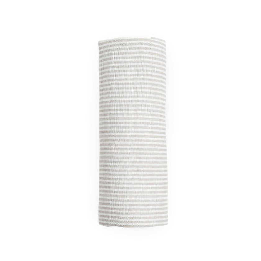 Organic Cotton Muslin Swaddle Blanket - Sand Stripe