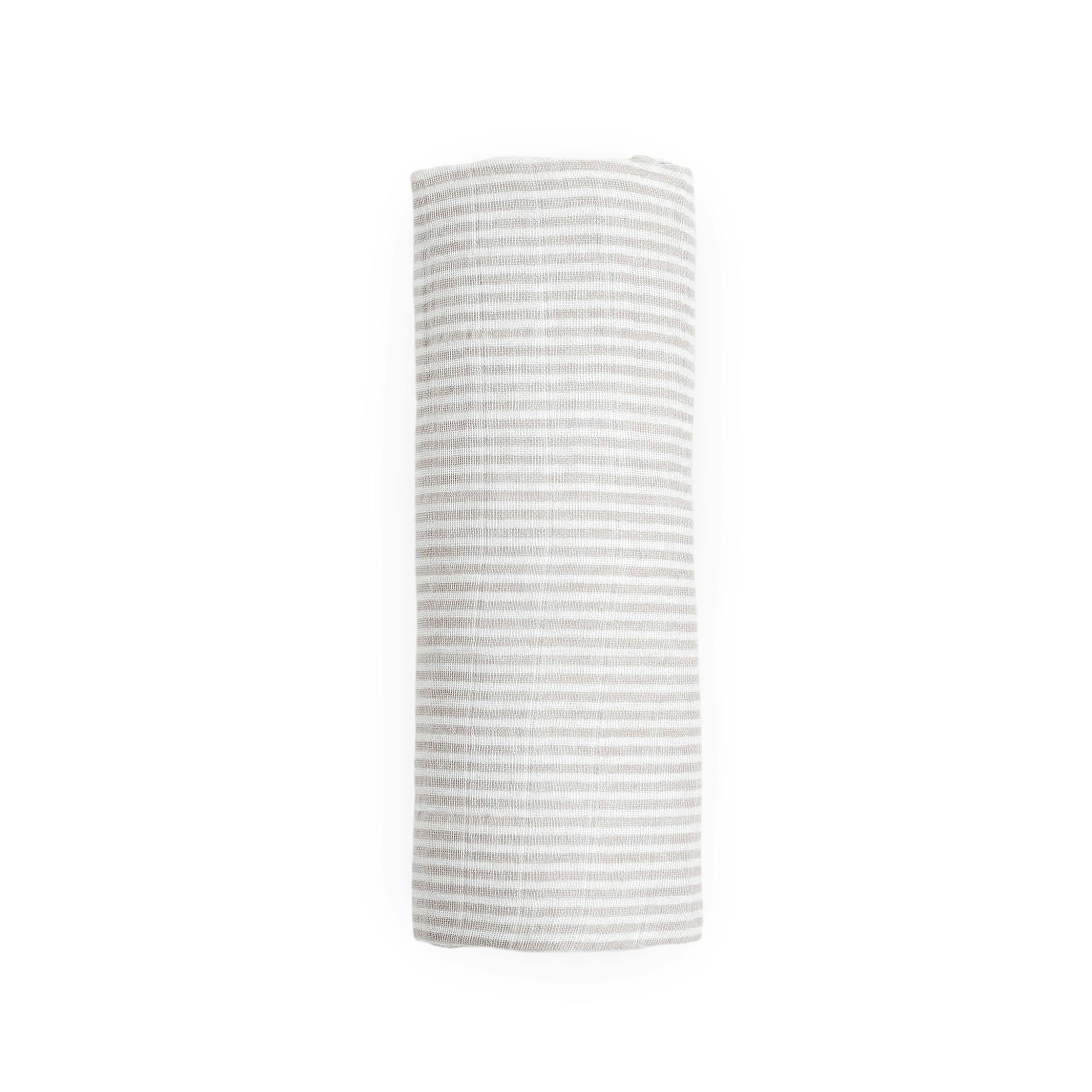 Organic Cotton Muslin Swaddle Blanket - Sand Stripe