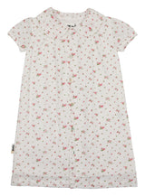 Clipdot Floral Peter Pan Collar Short Puff Sleeve Dress